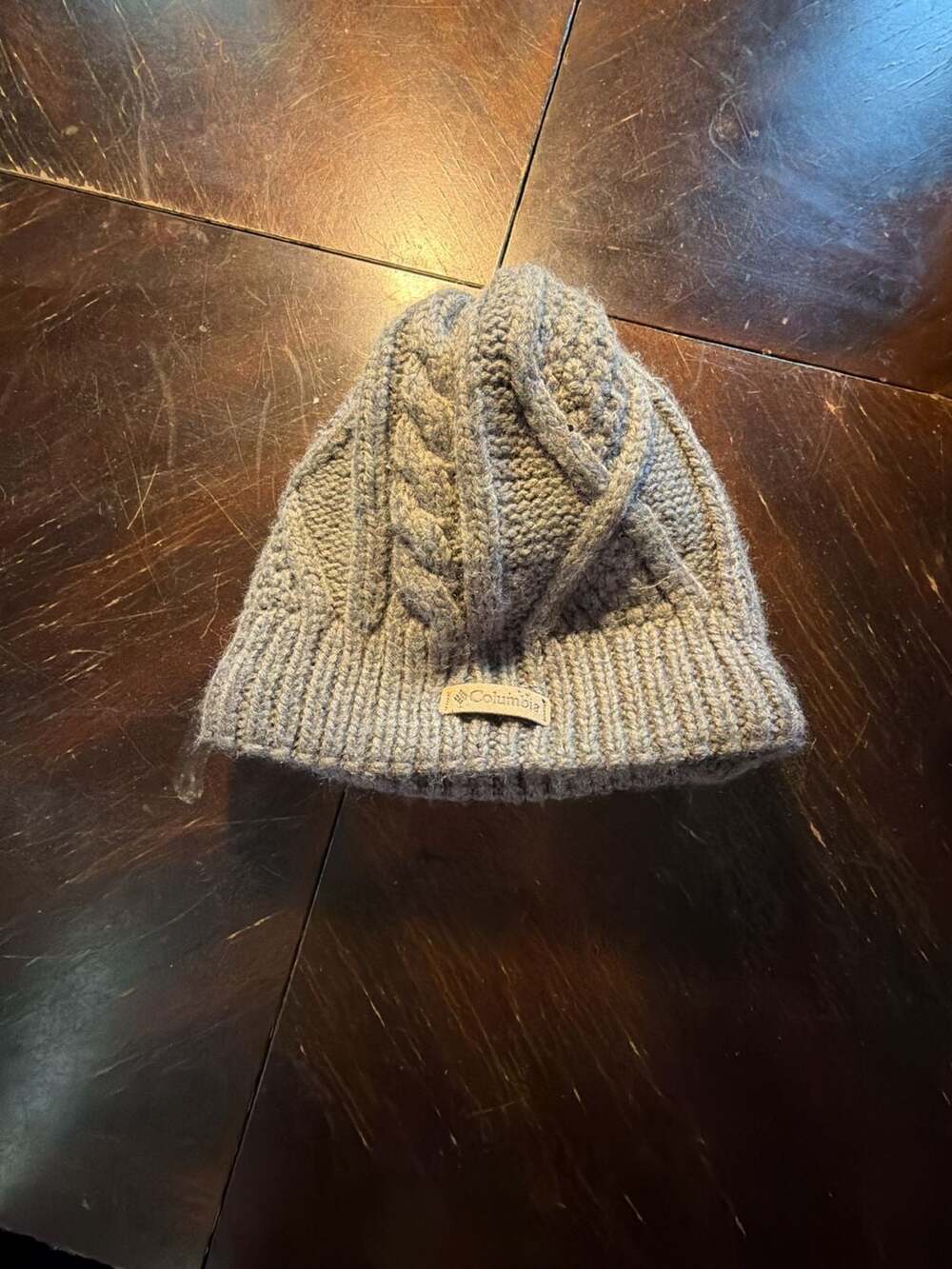 Columbia Cable Knit Beanie O/S Gray Fleece Lined Winter Hat